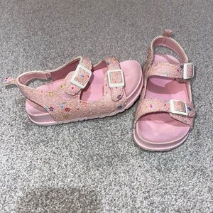 Pink Glitter Sandals with Buckles